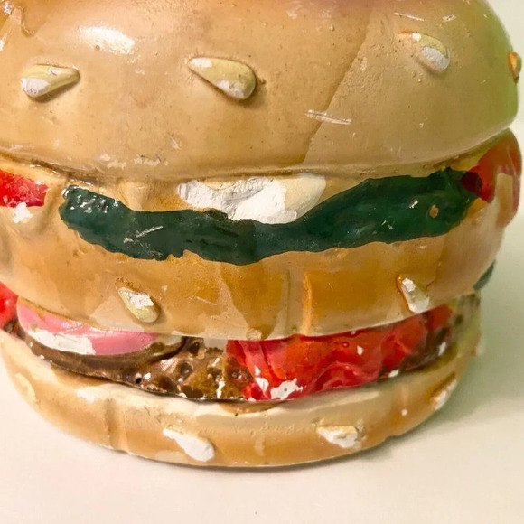 Vtg Hamburger Coin  Bank A G Handicrafts Art Ceramic Burger Piggy Bank Chipped - Picture 13 of 16